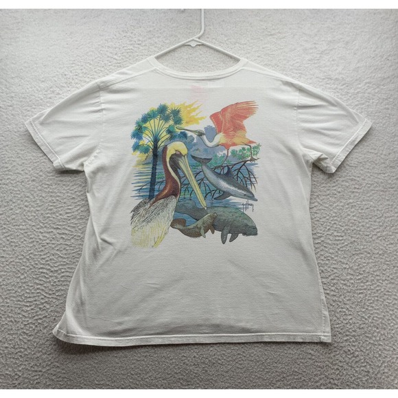 Guy Harvey Tops - Guy Harvey T-Shirt Womens Large L Everglades Manatee Dolphin Birds Palms Fishing